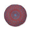 Floor Cushion Handmade Mandala Art - Steel Blue on Brown background - Drawn by Hand - Tufted Floor Pillow, Round - Blululi