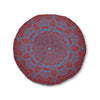 Floor Cushion Handmade Mandala Art - Steel Blue on Brown background - Drawn by Hand - Tufted Floor Pillow, Round - Blululi