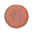 Floor Cushion Handmade Mandala Art - Steel Blue on Coral background - Drawn by Hand - Tufted Floor Pillow, Round - Blululi