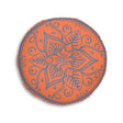 Floor Cushion Handmade Mandala Art - Steel Blue on Coral background - Drawn by Hand - Tufted Floor Pillow, Round - Blululi