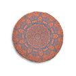 Floor Cushion Handmade Mandala Art - Steel Blue on Coral background - Drawn by Hand - Tufted Floor Pillow, Round - Blululi