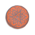 Floor Cushion Handmade Mandala Art - Steel Blue on Coral background - Drawn by Hand - Tufted Floor Pillow, Round - Blululi