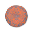 Floor Cushion Handmade Mandala Art - Steel Blue on Coral background - Drawn by Hand - Tufted Floor Pillow, Round - Blululi