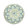 Floor Cushion Handmade Mandala Art - Steel Blue on Cream background - Drawn by Hand - Tufted Floor Pillow, Round - Blululi