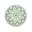 Floor Cushion Handmade Mandala Art - Steel Blue on Cream background - Drawn by Hand - Tufted Floor Pillow, Round - Blululi