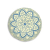 Floor Cushion Handmade Mandala Art - Steel Blue on Cream background - Drawn by Hand - Tufted Floor Pillow, Round - Blululi