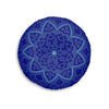 Floor Cushion Handmade Mandala Art - Steel Blue on Dark Blue background - Drawn by Hand - Tufted Floor Pillow, Round - Blululi