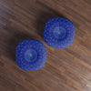 Floor Cushion Handmade Mandala Art - Steel Blue on Dark Blue background - Drawn by Hand - Tufted Floor Pillow, Round - Blululi