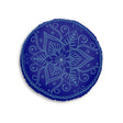 Floor Cushion Handmade Mandala Art - Steel Blue on Dark Blue background - Drawn by Hand - Tufted Floor Pillow, Round - Blululi