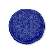 Floor Cushion Handmade Mandala Art - Steel Blue on Dark Blue background - Drawn by Hand - Tufted Floor Pillow, Round - Blululi