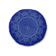 Floor Cushion Handmade Mandala Art - Steel Blue on Dark Blue background - Drawn by Hand - Tufted Floor Pillow, Round - Blululi