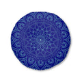 Floor Cushion Handmade Mandala Art - Steel Blue on Dark Blue background - Drawn by Hand - Tufted Floor Pillow, Round - Blululi