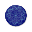 Floor Cushion Handmade Mandala Art - Steel Blue on Dark Blue background - Drawn by Hand - Tufted Floor Pillow, Round - Blululi
