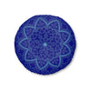 Floor Cushion Handmade Mandala Art - Steel Blue on Dark Blue background - Drawn by Hand - Tufted Floor Pillow, Round - Blululi