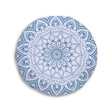 Floor Cushion Handmade Mandala Art - Steel Blue on Levander - Drawn by Hand - Tufted Floor Pillow, Round - Blululi