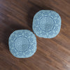 Floor Cushion Handmade Mandala Art - Steel Blue on Light Blue background - Drawn by Hand - Tufted Floor Pillow, Round - Blululi