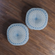 Floor Cushion Handmade Mandala Art - Steel Blue on Light Grey background - Drawn by Hand - Tufted Floor Pillow, Round - Blululi