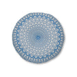 Floor Cushion Handmade Mandala Art - Steel Blue on Light Grey background - Drawn by Hand - Tufted Floor Pillow, Round - Blululi