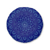 Floor Cushion Handmade Mandala Art - Steel Blue on Navy Blue background - Drawn by Hand - Tufted Floor Pillow, Round - Blululi