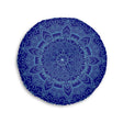 Floor Cushion Handmade Mandala Art - Steel Blue on Navy Blue background - Drawn by Hand - Tufted Floor Pillow, Round - Blululi