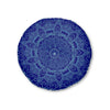 Floor Cushion Handmade Mandala Art - Steel Blue on Navy Blue background - Drawn by Hand - Tufted Floor Pillow, Round - Blululi