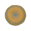 Floor Cushion Handmade Mandala Art - Steel Blue on Orange background - Drawn by Hand - Tufted Floor Pillow, Round - Blululi