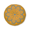 Floor Cushion Handmade Mandala Art - Steel Blue on Orange background - Drawn by Hand - Tufted Floor Pillow, Round - Blululi