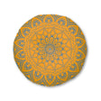 Floor Cushion Handmade Mandala Art - Steel Blue on Orange background - Drawn by Hand - Tufted Floor Pillow, Round - Blululi