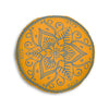 Floor Cushion Handmade Mandala Art - Steel Blue on Orange background - Drawn by Hand - Tufted Floor Pillow, Round - Blululi