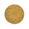 Floor Cushion Handmade Mandala Art - Steel Blue on Orange background - Drawn by Hand - Tufted Floor Pillow, Round - Blululi