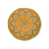 Floor Cushion Handmade Mandala Art - Steel Blue on Orange background - Drawn by Hand - Tufted Floor Pillow, Round - Blululi