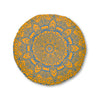 Floor Cushion Handmade Mandala Art - Steel Blue on Orange background - Drawn by Hand - Tufted Floor Pillow, Round - Blululi