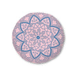 Floor Cushion Handmade Mandala Art - Steel Blue on Pastel Pink - Drawn by Hand - Tufted Floor Pillow, Round - Blululi