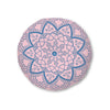 Floor Cushion Handmade Mandala Art - Steel Blue on Pastel Pink - Drawn by Hand - Tufted Floor Pillow, Round - Blululi