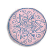 Floor Cushion Handmade Mandala Art - Steel Blue on Pastel Pink - Drawn by Hand - Tufted Floor Pillow, Round - Blululi