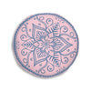 Floor Cushion Handmade Mandala Art - Steel Blue on Pastel Pink - Drawn by Hand - Tufted Floor Pillow, Round - Blululi