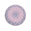 Floor Cushion Handmade Mandala Art - Steel Blue on Pastel Pink - Drawn by Hand - Tufted Floor Pillow, Round - Blululi