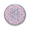 Floor Cushion Handmade Mandala Art - Steel Blue on Pastel Pink - Drawn by Hand - Tufted Floor Pillow, Round - Blululi