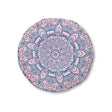 Floor Cushion Handmade Mandala Art - Steel Blue on Pastel Pink - Drawn by Hand - Tufted Floor Pillow, Round - Blululi