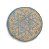 Floor Cushion Handmade Mandala Art - Steel Blue on Tan background - Drawn by Hand - Tufted Floor Pillow, Round - Blululi