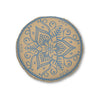 Floor Cushion Handmade Mandala Art - Steel Blue on Tan background - Drawn by Hand - Tufted Floor Pillow, Round - Blululi