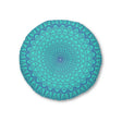Floor Cushion Handmade Mandala Art - Steel Blue on Turquoise background - Drawn by Hand - Tufted Floor Pillow, Round - Blululi