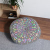 Floor Cushion Mandala Art Drawn by Hand - Tufted Floor Pillow, Round - Blululi