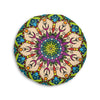 Floor Cushion Mandala Art Drawn by Hand - Tufted Floor Pillow, Round - Blululi