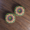 Floor Cushion Mandala Art Drawn by Hand - Tufted Floor Pillow, Round - Blululi