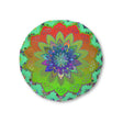 Floor Cushion Mandala Art Hand Drawn - Beautiful colorful Mandala on Fluo Turquoise background - Drawn by Hand - Tufted Floor Pillow, Round - Blululi