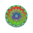 Floor Cushion Mandala Art Hand Drawn - Beautiful colorful Mandala on Fluo Turquoise background - Drawn by Hand - Tufted Floor Pillow, Round - Blululi