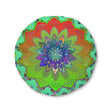 Floor Cushion Mandala Art Hand Drawn - Beautiful colorful Mandala on Fluo Turquoise background - Drawn by Hand - Tufted Floor Pillow, Round - Blululi