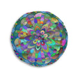 Floor Cushion Mandala Art Hand Drawn - Beautiful colorful Mandala on Light Blue background - Drawn by Hand - Tufted Floor Pillow, Round - Blululi