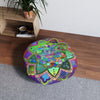 Floor Cushion Mandala Art Hand Drawn - Beautiful colorful Mandala on Purple background - Drawn by Hand - Tufted Floor Pillow, Round - Blululi